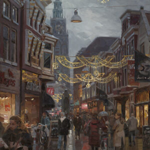 Zwanestraat met kerstverlichting (verkocht)