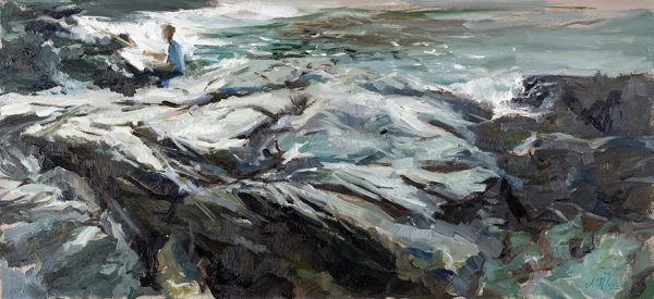 Meindert, schetsend bij Cala di Negru