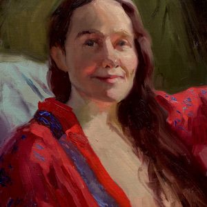 Vrouw in rode kimono (verkocht)
