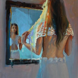 Paper dress, mirror
