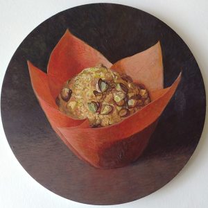 Pistache muffin in rode jurk (verkocht)