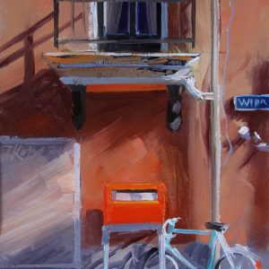 Balkon, brievenbus, fiets