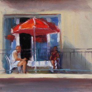 Stel op een balkon in Dieppe
