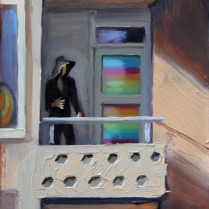 Balkon met mannequin