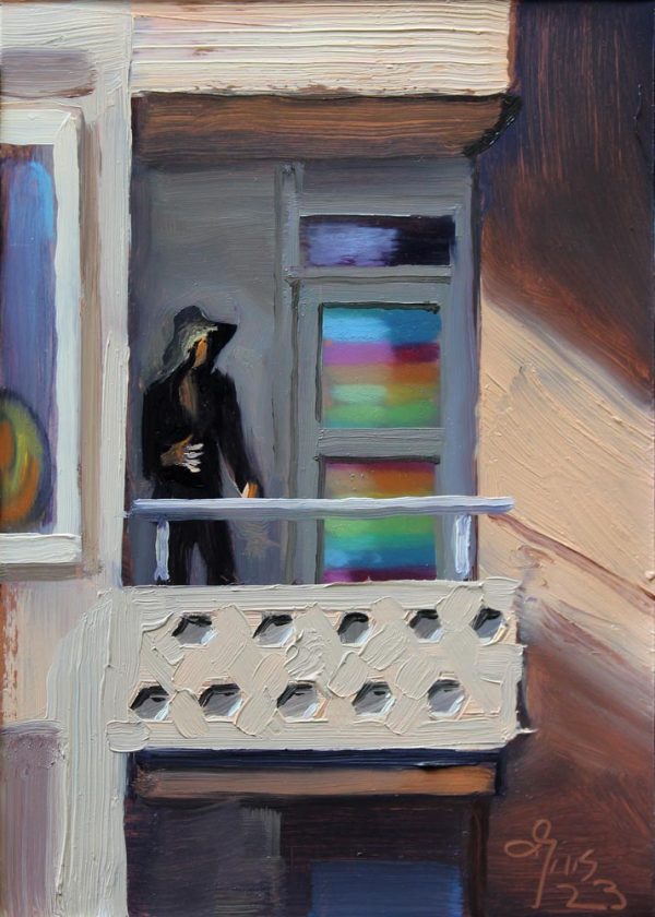 Balkon met mannequin