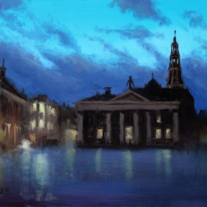 Avondlucht boven de Vismarkt