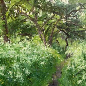 Fluitenkruid bij Abelstok is een olieverf schilderij van een landschap, gemaakt door Anna Maria Vargiu