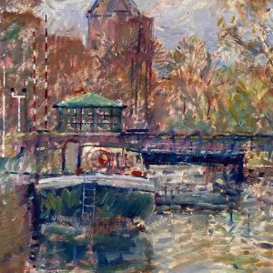 Plantsoenbrug is een stadsgezicht van Groningen geschilderd door kunstenaar Christiaan Afman