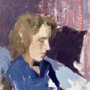 Elaine is een protret va een jonge vrouw geschilderd door Anna Maria Vargiu