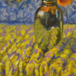 Drie ranonkles is een stilleven van bloemen geschilderd door kunstenaar Keimpe van der Kooi