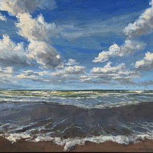 De zee neemt me mee is een landschap schilderij van kunstenaar Marein Konijn