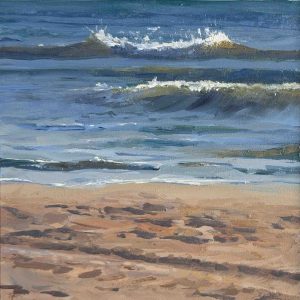 Een dag bij het strand is een zeegezicht geschilderd door kunstenaar Marein Konijn
