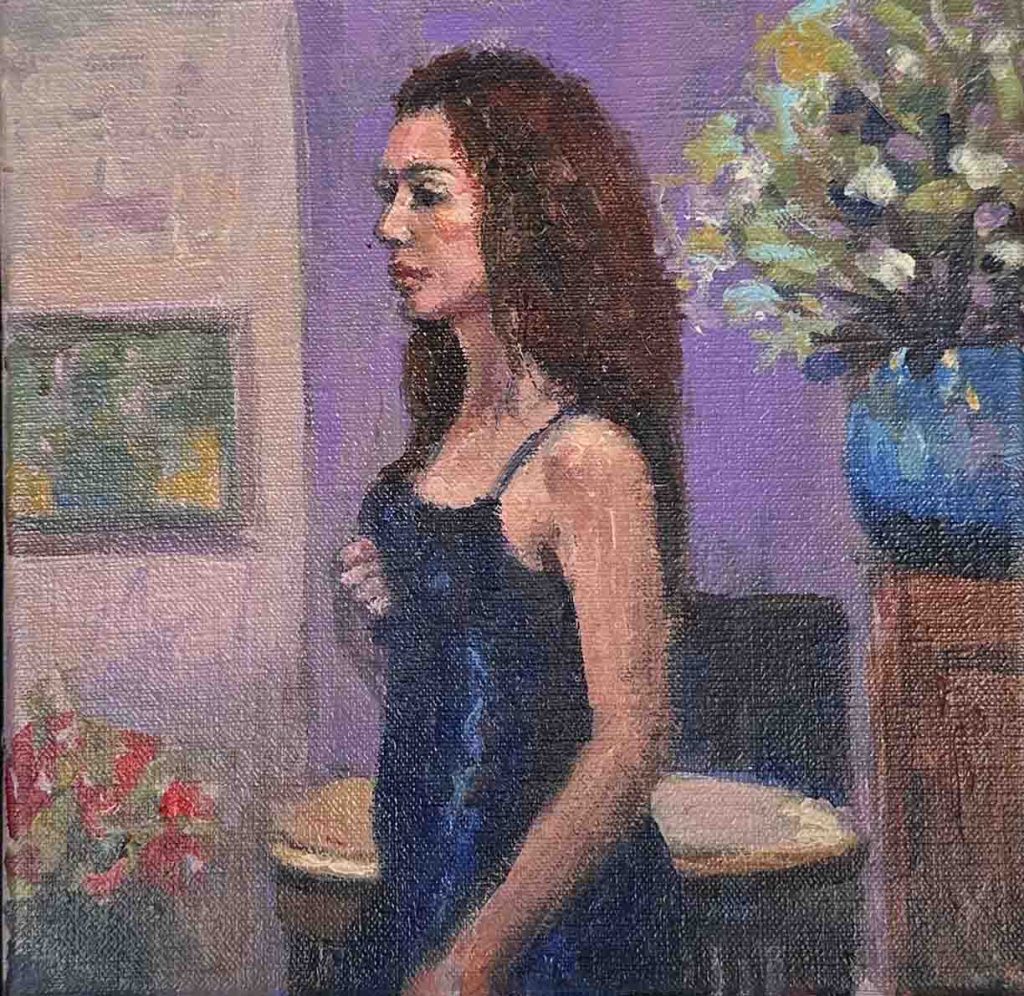 Meisje met blauwe vaas is een portret geschilderd door Annemarie de Groot