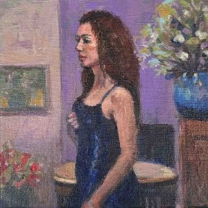 Meisje met blauwe vaas is een portret geschilderd door Annemarie de Groot