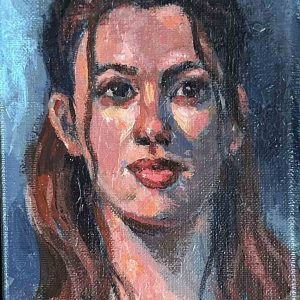 Portretje is een schilderij van een vrouw geschilderd door Annemarie de Groot