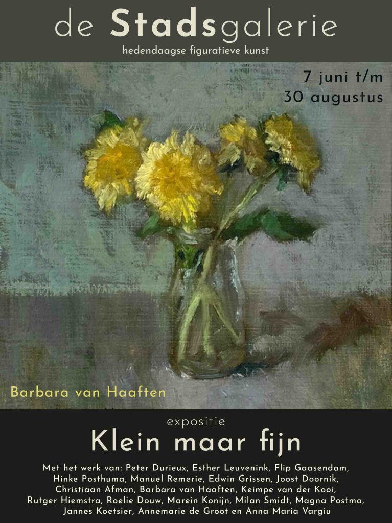 aankondiging van de expositie KLein maar fijn bij de Stadsgalerie in Groningen.