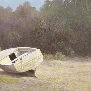 In de baai van Brigneua is een schilderij van een bootje geschilderd door Peter Durieux