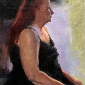 Geke en profil is een schilderij van een vrouw geschilderd door Roelie Douw