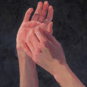 Out of my hands 1 is een schilderij van 2 handen geschilderd door Marein Konijn